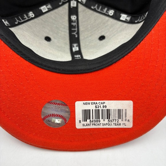 New Era San Francisco Giants MLB Baseball Snapback Hat City Script Black Orange - Picture 7 of 10